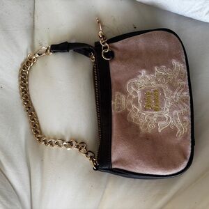 Juicy Couture Pink Velvet Mini Bag with Gold Chain